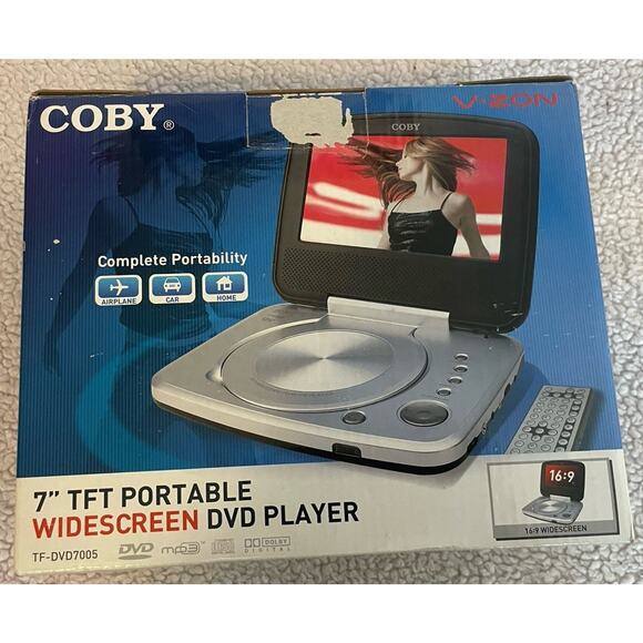 COBY 7" TFT Portable Widescreen DVD Player with Remote TF-DVD7005 NEW - Picture 1 of 4